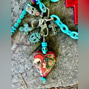 New Artisan Handcrafted Sterling Silver Turquoise Coral Red UpCycle Jewelry